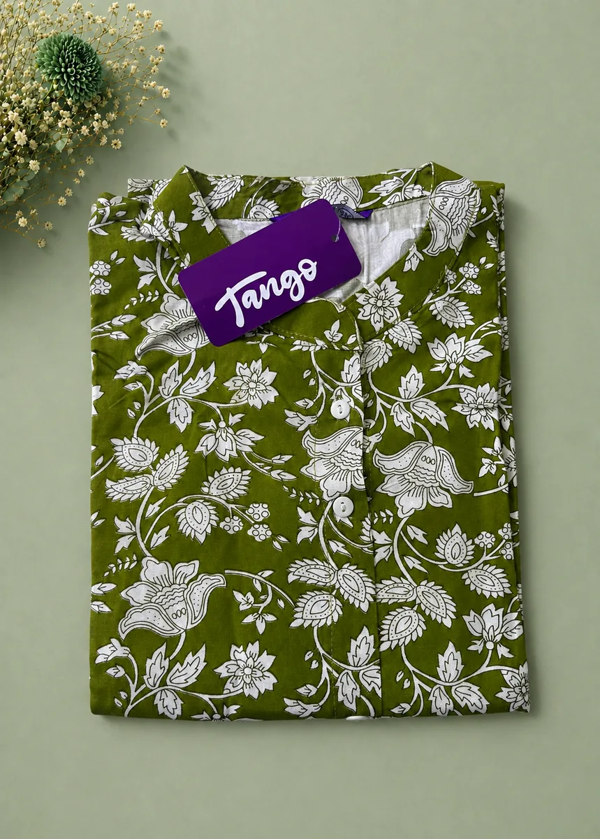 Tango Floral Rayon Straight Kurti