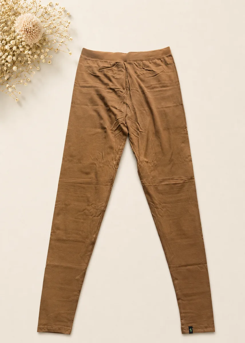 Earthy Tan Brown Cotton Leggings