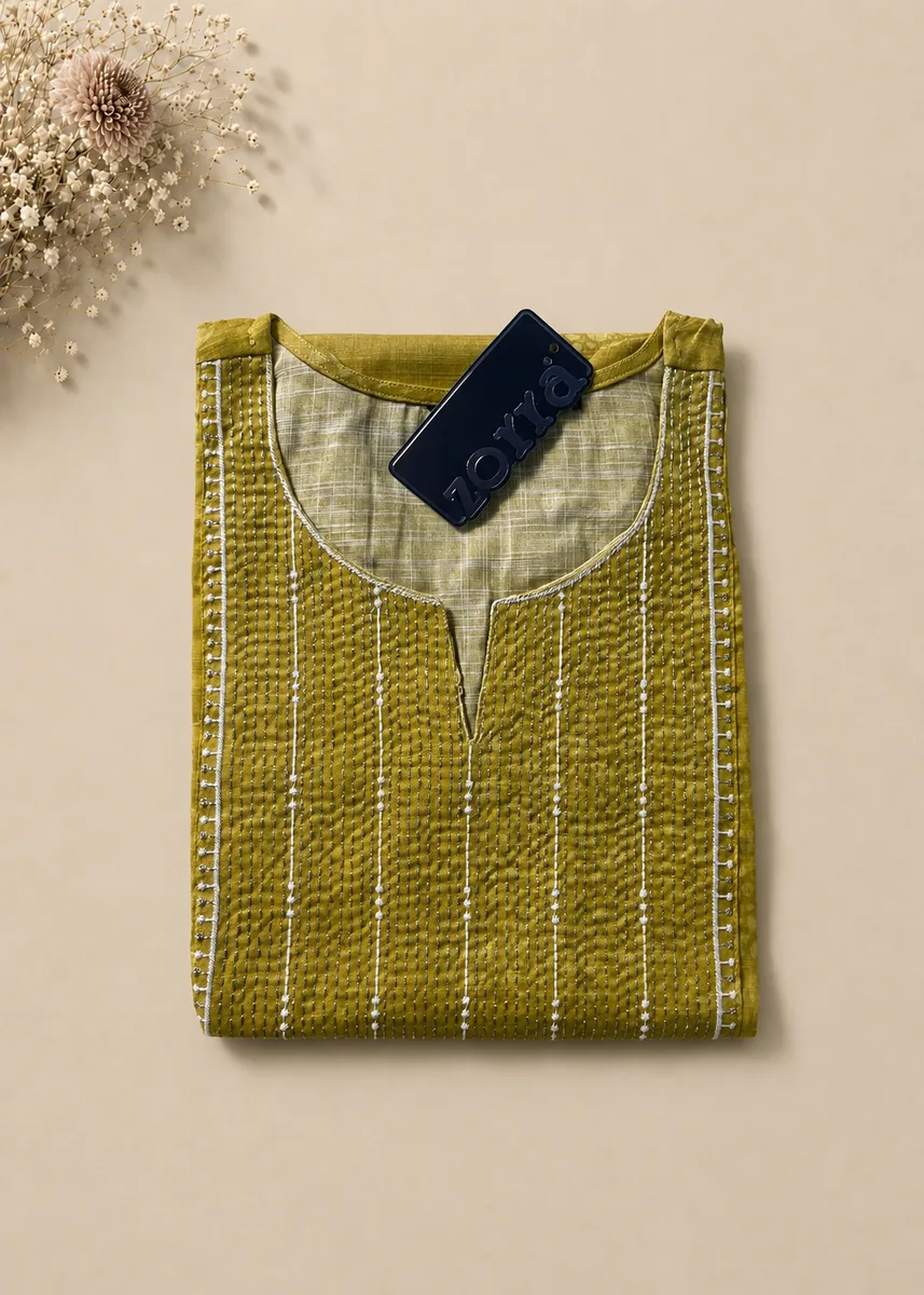 Zorra Rayon Straight Cut Kurti - Mehendi Green - Jumbo Size