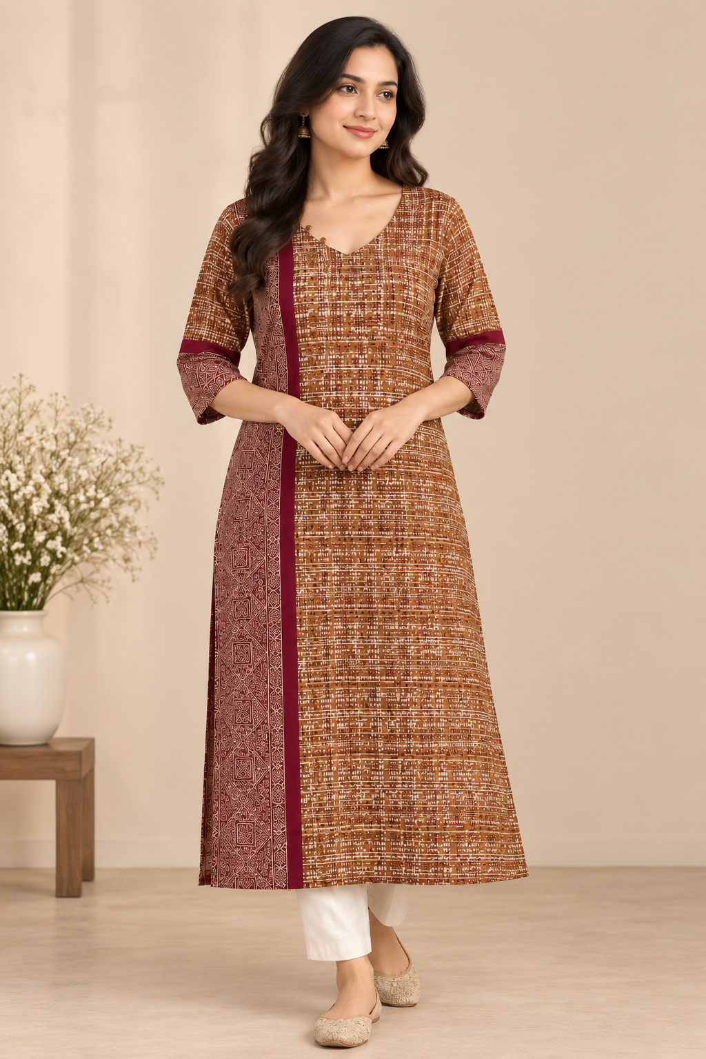 Zorra Checkered Cotton Kurti