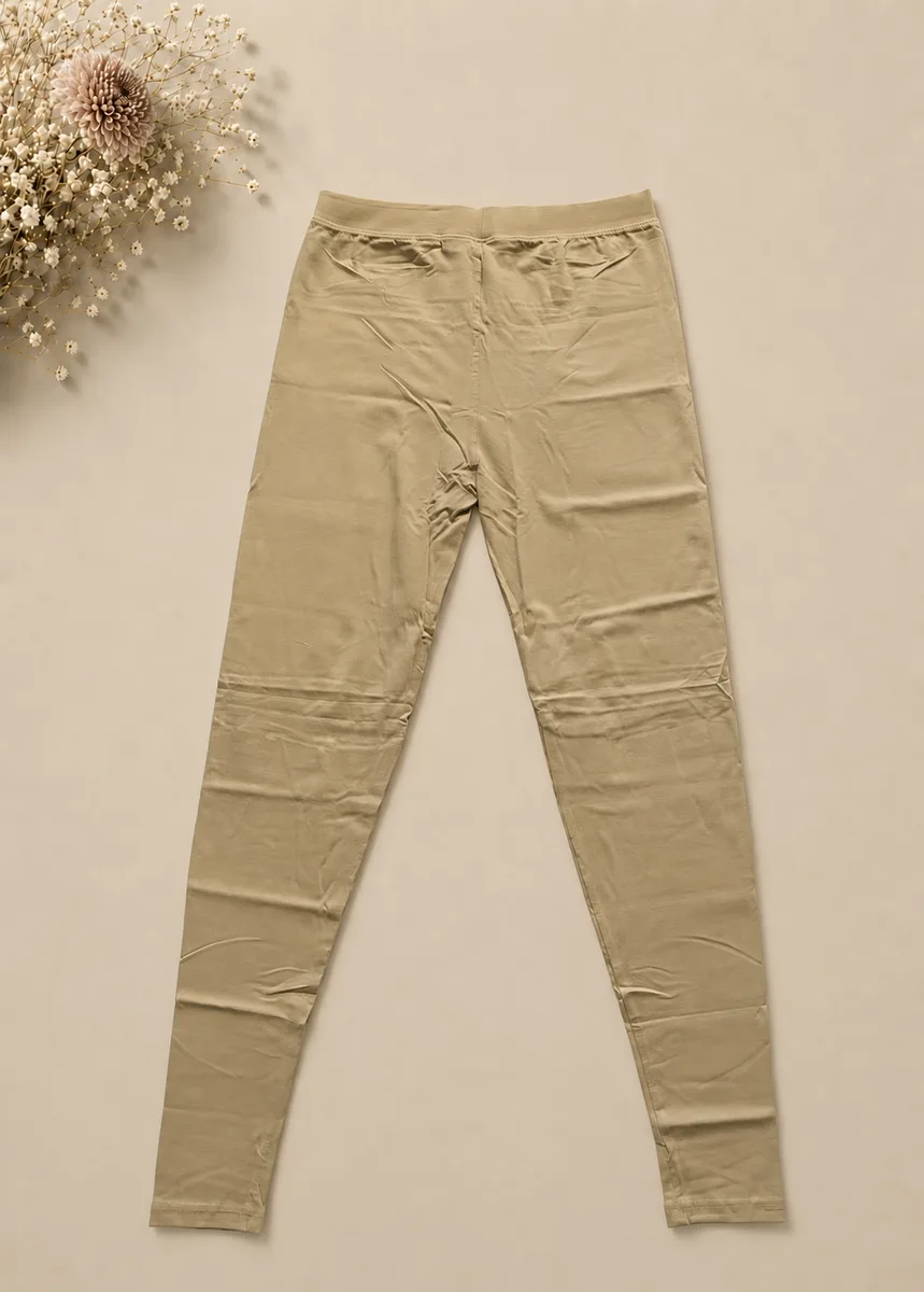 Classic Beige Cotton Leggings