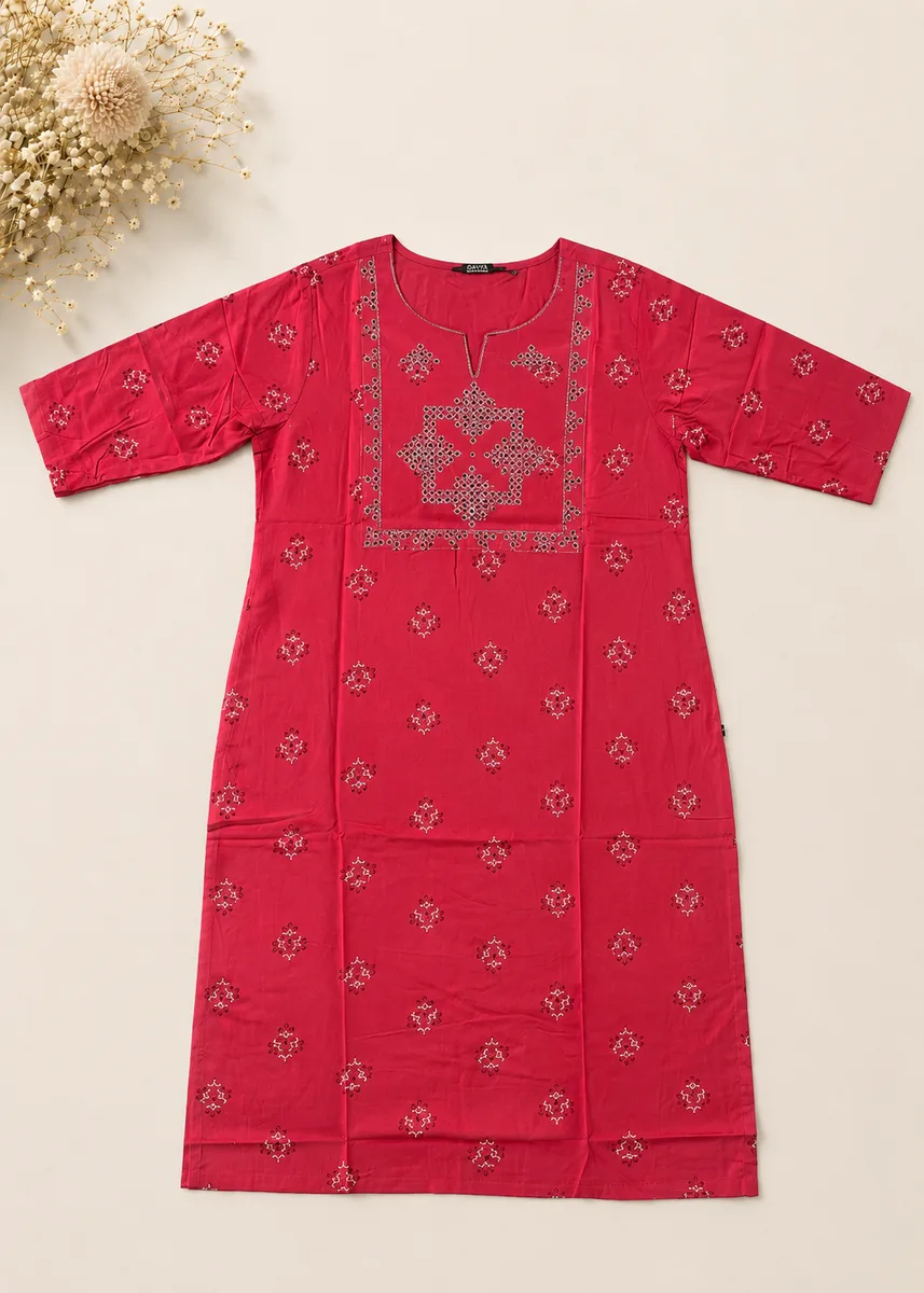 Zorra Embroidered Silk Straight Cut Kurti